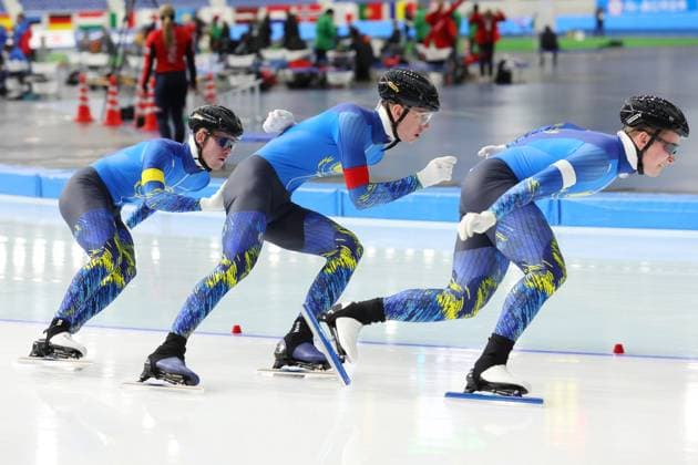 Kazakhstan team group, Mannschaftsbild, Totale FEBRUARY 3, 2024 - Speed skating, Eisschnelllauf : ISU Junior World Cup Speed Skating 2023 24 Men Juniors Team Sprint at YS Arena Hachinohe in Aomori, Japan. Noxthirdxpartyxsales (242722516)