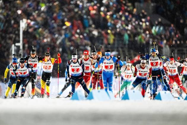 240207 The start of the mixed relay during the IBU Biathlon World Championships on February 7, 2024 in Nove Mesto na Morave Photo Petter Arvidson BILDBYRAN kod PA PA0751 mixedstafett mixstafett mixed relay bbeng biathlon biathlon biathlon biathlon biathlon vm vm ibu world championships biathlon world championships  Copyright: PETTERxARVIDSON BB240207PA068