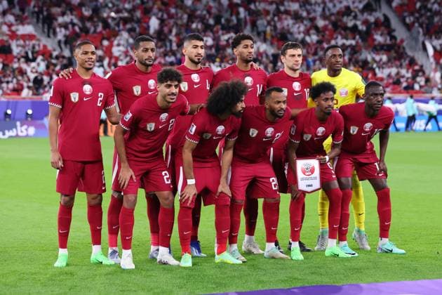 Qatar team group, Mannschaftsbild, Totale line-up (QAT), FEBRUARY 7, 2024 - Football Soccer : AFC Asian Cup Qatar 2023 semi-final match between Iran 2-3 Qatar at Al Thumama Stadium in Doha, Qatar. (243167087)