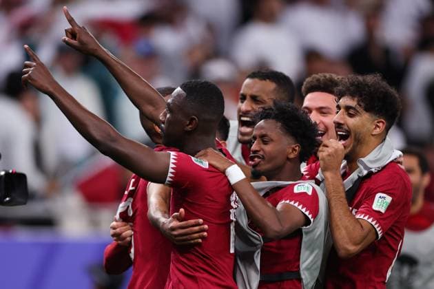 Qatar team group, Mannschaftsbild, Totale (QAT), FEBRUARY 7, 2024 - Football Soccer : AFC Asian Cup Qatar 2023 semi-final match between Iran 2-3 Qatar at Al Thumama Stadium in Doha, Qatar. (243167258)
