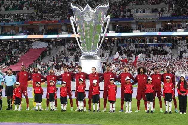 Qatar team group, Mannschaftsbild, Totale line-up (QAT), FEBRUARY 7, 2024 - Football Soccer : AFC Asian Cup Qatar 2023 Semi finals match between Iran 2-3 Qatar at the Al thumama Stadium in Doha, Qatar. Noxthirdxpartyxsales (243228103)