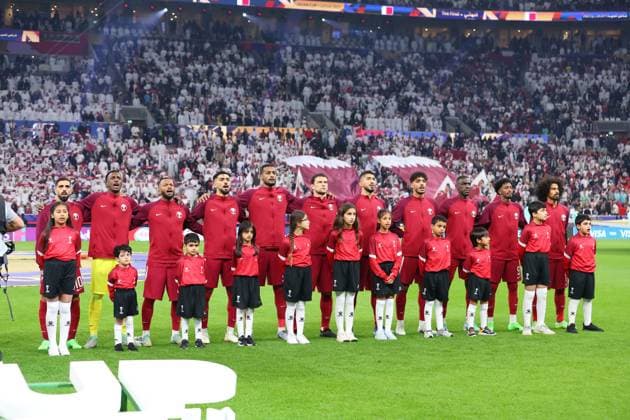 Qatar team group, Mannschaftsbild, Totale (QAT), FEBRUARY 10, 2024 - Football Soccer : AFC Asian Cup Qatar 2023 Final match between Jordan 1-3 Qatar at Lusail Stadium in Lusail, Qatar. (243506170)