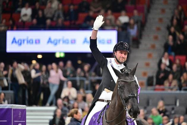 GÖTEBORG, SWEDEN 20240224 Domien Michiels, Belgium, on the horse Intermezzo van het Meerdaalhof won the dressage Grand Prix Freestyle at the Gothenburg Horse Show on Saturday GÖTEBORG SWEDEN x9200x  Copyright: xBjörnxLarssonxRosvall TT TTx GOTHENBURG HORSE SHOW 2024