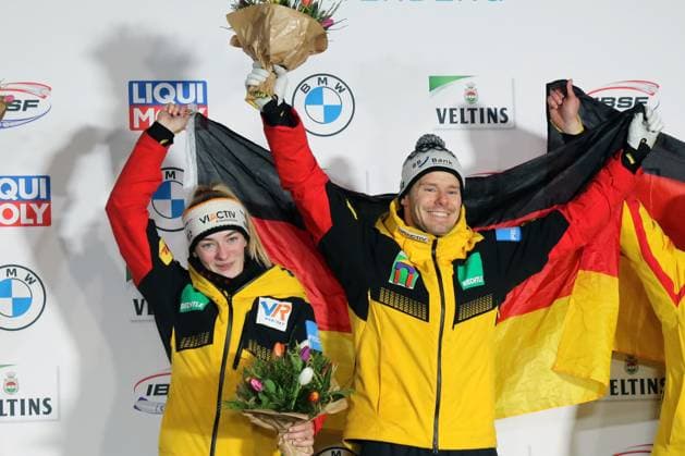 BMW IBSF World Championships Bob Skeleton 2024 Winterberg Hannah Neise Christopher Grotheer GER Bob Skeleton World Championships 2024 Skeleton Mix Tem Veltins Eisarena Winterberg Bobbahn Winterberg Copyright: xBEAUTIFULxSPORTS Bernhardtx