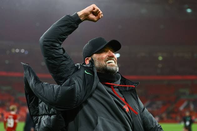 Sport Themen der Woche KW08 Sport Bilder des Tages Liverpool manager Jurgen Klopp celebrates after the full time whistle Chelsea v Liverpool, EFL Carabao Cup Final, Football, Wembley Stadium, London, UK - 25 Feb 2024 EDITORIAL USE ONLY No use with unauthorised audio, video, data, fixture lists, club league logos or live services. Online in-match use limited to 120 images, no video emulation. No use in betting, games or single club league player publications.  Copyright: xKieranxMcManus Shutterstockx 14355229jv