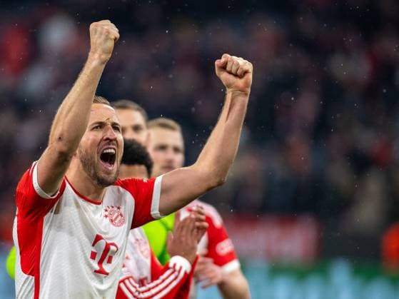 Harry Kane FC Bayern Muenchen, 09 , cheer, gesture, gesticulates, fists, GER, FC Bayern Muenchen FCB vs Lazio Rome SSL , Football, UEFA Champions League, Round of 16 second leg, 2023 2024 season, 05 03 2024, DFB DFL regulations prohibit any use of photographs as image sequences and or quasi video , GER, FC Bayern Muenchen FCB vs Lazio Rome SSL , Football, UEFA Champions League, Round of 16 second leg, 2023 2024 season, 05 03 2024 Muenchen Copyright: xEibner-Pressefoto SaschaxWaltherx EP_EER