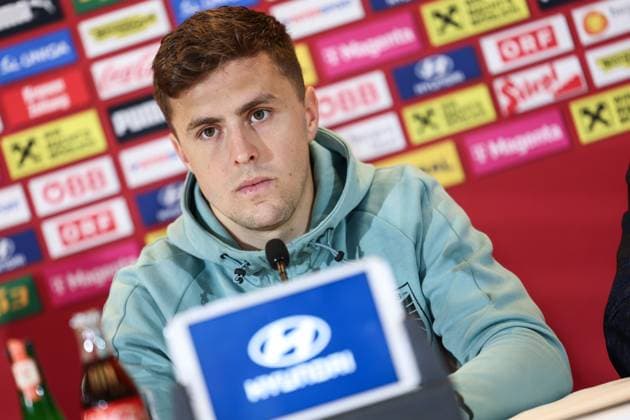 SOCCER - AUT vs TUR, test match VIENNA,AUSTRIA,25.MAR.24 - SOCCER - OEFB International Friendly, Länderspiel, Nationalmannschaft match, Austria vs Turkey, preview, press conference, PK, Pressekonferenz Team AUT. Image shows Christoph Baumgartner (AUT). GEPAxpictures xArminxRauthner
