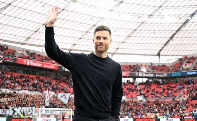 Football, Bundesliga, Germany, Men, Season 2023 2024, Matchday 27, BayArena Leverkusen, Bayer Leverkusen TSG Hoffenheim Head Coach Xabi Alonso LEV Single Image, Portrait, Portrait DFB DFL REGULATIONS PROHIBIT ANY USE OF PHOTOGRAPHS AS IMAGE SEQUENCES AND OR QUASI VIDEO