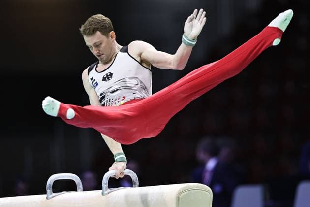 Nils Dunkel, GER, during seniors qualification at 2024 European Championships in Rimini 24 04 2024