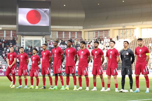 U23U23 Qatar team group, Mannschaftsbild, Totale (QAT), APRIL 25, 2024 - Football Soccer : AFC U23 Asian Cup Qatar 2024 Quarter-final match between Qatar - Japan at Jassim Bin Hamad Stadium in Doha, Qatar. Noxthirdxpartyxsales (251251414)