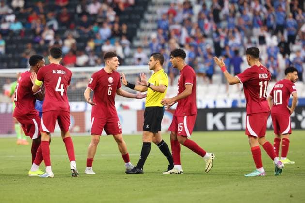 U23U23 Qatar team group, Mannschaftsbild, Totale (QAT), APRIL 25, 2024 - Football Soccer : AFC U23 Asian Cup Qatar 2024 Quarter-final match between Qatar - Japan at Jassim Bin Hamad Stadium in Doha, Qatar. Noxthirdxpartyxsales (251263168)