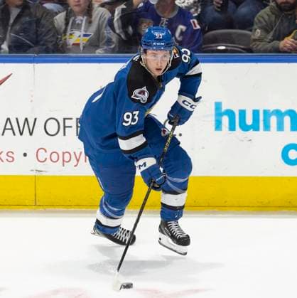 April 26, 2024, Loveland, Colorado, USA: Eagles F JEAN-LUC-FOUDY skates up ice with the puck Friday night at the Blue FCU Arena. The Eagles beat the Canucks 5-4 in OT. Loveland USA - ZUMAav4_ 20240426_zaf_av4_036 Copyright: xHectorxAcevedox