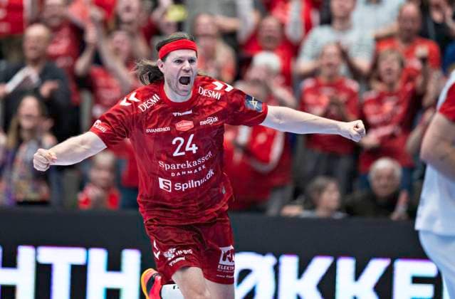 Aalborg Handball s Mikkel Hansen celebrates in the EHF Champions League playoff men s handball match between Aalborg Handball and Telekom VeszprÃ m HC in the Sparekassen Denmark Arena Aalborg, Wednesday, May 1, 2024 Photo Henning Bagger Ritzau Scanpix , Aalborg Denmark  Copyright: HenningxBagger HenningxBaggerx spdk20240501-210012-L