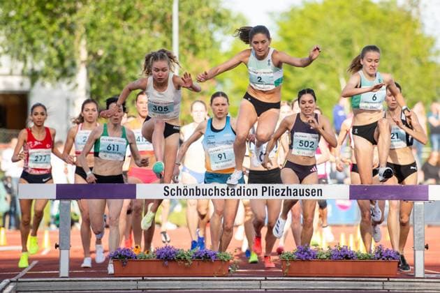 Gesa Felicitas Krause Silvesterlauf Trier , Olivia Guerth Silvesterlauf Trier , Julia Koralewska Poland , 2000 Meter Obstacle Women, GER, Athletics, 33 International Athletics Meeting Pliezhausen, 05 05 2024 GER, Athletics, 33 International Athletics Meeting Pliezhausen, 05 05 2024 Pliezhausen Copyright: xEibner-Pressefoto Memmlerx EP_MMR