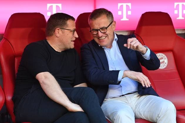 from left Max EBERL Chief Sports Officer FC Bayern Muenchen and Jan Christian DREESEN Chairman FCB sit together on the bench Football 1 Bundesliga Season 2023 2024, 33 Matchday, Matchday33, FC Bayern Muenchen VFL Wolfsburg 2 0 on 12 05 2024 , A L L I A N Z A R E N A