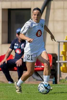 Soccer 2 Womens Bundesliga, Season 2023 2024, Matchday 24, SG 99 Andernach 1 FFC Turbine Potsdam on 12 05 2024 at Andernach Stadium in Andernach Noa Selimhodzic 1 FFC Turbine Potsdam, 21 carries the ball Important notice According to the regulations of the DFL German Football League or the DFB German Football Association it is prohibited, to utilize or have utilized photographs taken in the stadium and or of the match in the form of sequential images and or video-like photo series Foto Kirchner Media TH Copyright: xKirchner-Media THx