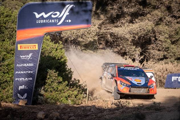 FIA WRC, Motorsport Rallye, WM Rally Italia Sardegna 2024 The driver Daniel Sordo and his co-driver Candido Carrera are driving a Hyundai i20N Rally1 in action during Day 1 of Rally Italia Sardegna 2024 Alghero Italy  Copyright: xFedericoxManonix originalFilename:manoni-notitle240531_npift