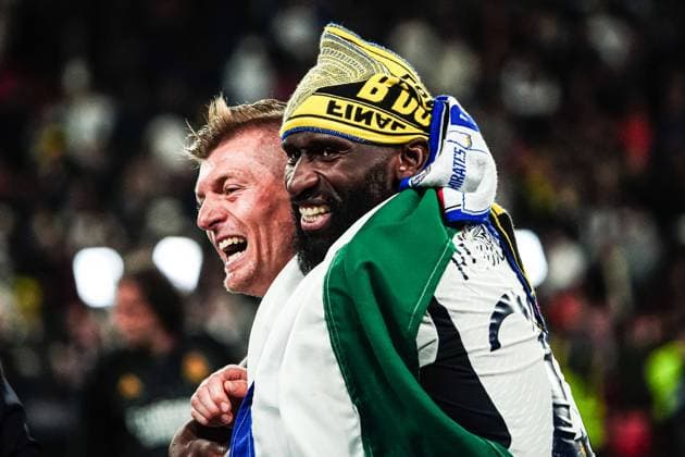 Toni Kroos Real Madrid, 08 , Antonio Ruediger Real Madrid, 22 ENG, Borussia Dortmund vs Real Madrid, Football, Champions League, Final, 2023 2024 season, 01 06 2024 ENG, Borussia Dortmund vs Real Madrid, Football, Champions League, Final, 2023 2024 season, 01 06 2024 London Copyright: xEibner-Pressefoto MarcelxvonxFehrnx EP_MFN