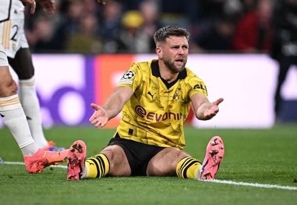 Football CHL FINAL 2023 2024 Final in London 01 06 2024 Borussia Dortmund Real Madrid Niclas Fuellkrug Borussia Dortmund disappointed on the ground