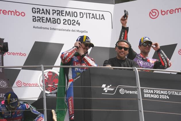 02 06 2024, Autodromo Internazionale del Mugello, Mugello, MotoGP Grand Prix of Italy 2024 ,in the picture podium winner Francesco Bagnaia from Italy, Ducati Lenovo Team as DJ Defodi 506 20240602 hbr 3892 Defodi-506