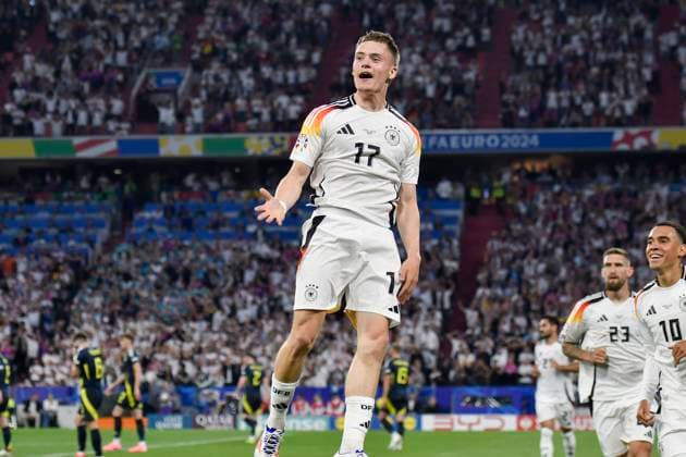 Florian Wirtz 17, Germany cheers after scoring 1 0 14 06 2024 European Football Championship in Germany Germany vs Scotland, Allianz Arena, Munich, Bayern Germany Copyright: xpepphotox xHorstxMauelshagenx pep00321, pep_20240614_hm