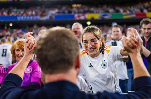 Munich, Germany 14th Jun 2024 Final jubilation by Trainer Julian Nagelsmann with his girlfriend Lena Wurzenberger Germany Germany Scotland Germany Scotland 14 06 2024
