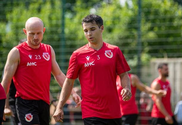 Football, Men, Season 2024 25, 3 Liga, FC Energie Cottbus, Training kick-off, f l Maximilian Krauß Energie Cottbus , Jan Shcherbakovski Energie Cottbus , 24 06 2024, Copyright: xSebastianxRäppold MatthiasxKochx