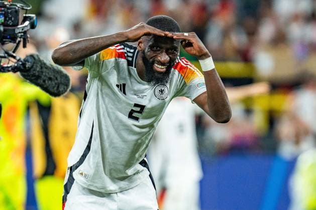 Joy at Antonio Ruediger Germany 02 Germany vs Denmark, Men, Football, Round of 16, EURO 2024, 29 06 2024, European Championship Germany vs Denmark, Men, Football, Round of 16, EURO 2024, 29 06 2024, European Championship Dortmund Copyright: xEibner-Pressefoto BahhoxKarax EP_GER