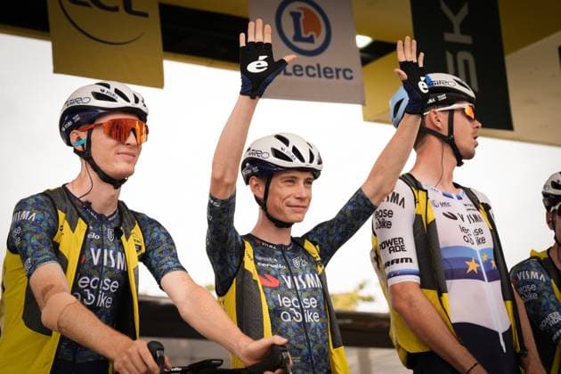 Jonas Vingegaard (Team Visma lease a bike) at the start of the Tour de France Stage 3 from Piacenza to Turin at Viale Malta - Cycling - Piacenza, Italy - Monday July 1, 2024  Copyright: xMassimoxPaolone LaPressex