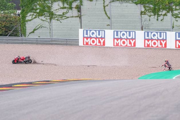 Hohenstein, Germany 05 07 July 2024 MotoGP Sachsenring Germany 2024 In the picture Pedro Acosta SPA crashes in the gravel bed Copyright: xFotostandx xNachtigallx