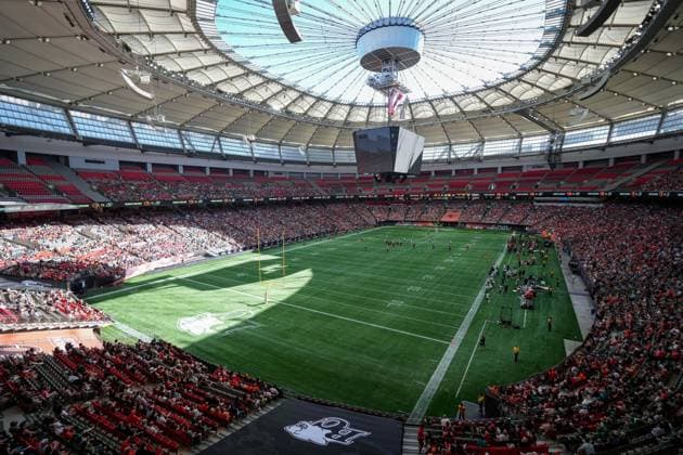 July 13, 2024, Vancouver, Bc, CANADA: An overall view of BC Place stadium is seen as the B.C. Lions and Saskatchewan Roughriders play during the first half of a CFL football game, in Vancouver, B.C., Saturday, July 13, 2024. Canada News - July 13, 2024 - ZUMAc35_ 20240713_zaf_c35_064 Copyright: xDarrylxDyckx