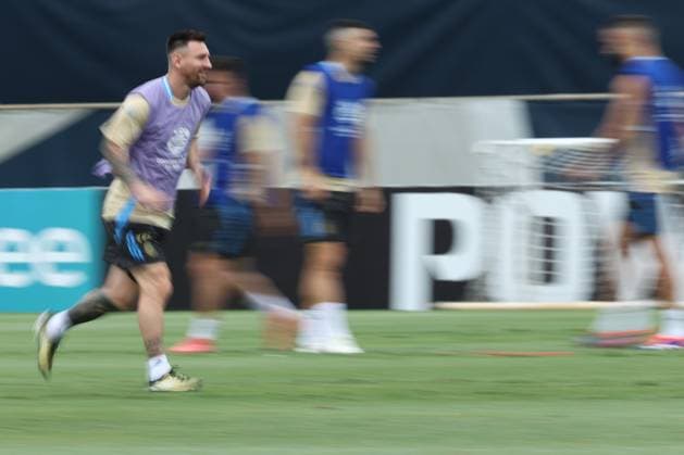 Argentina s forward Lionel Messi takes part in a training session ahead the match against Colombia for the Copa America USA 2024 final match, at Florida International University FIU , Miami, on July 13, 2024 MIAMI UNITED STATES Copyright: xALEJANDROxPAGNIx