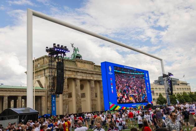 Berlin, Germany 14th Jul 2024 Fanzone Brandenburger Tor Spain England Spain England 14 07 2024