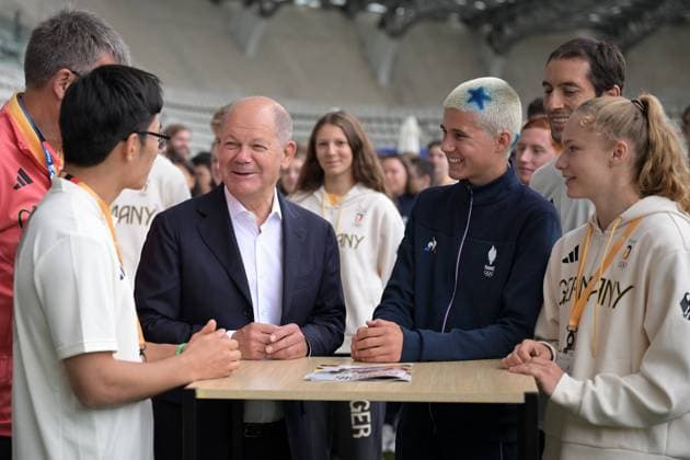 Paris, German House, 27 07 24, FRA, Olympia 2024 Paris, Federal Chancellor olaf Scholz visits the German House Image Federal Chancellor Olaf SCHOLZ visits the German House in Paris Only for editorial use France