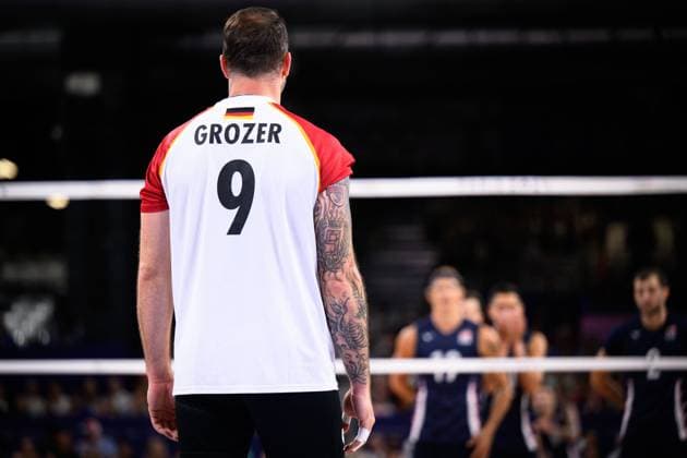 30 07 2024, Paris, Arena Paris South Volleyball, Olympic Games, Preliminary round, Germany GER vs USA Georg Grozer 9 GER