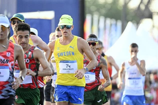 Perseus Karlström (74) of Sweden competes during men s 20km race walk in athletics at the Paris Summer Olympic Games, Olympische Spiele, Olympia, OS in Trocadero on August 1, 2024. Paris France LKFTJK20240801094423BNLW  Copyright: xHeikkixSaukkomaax LKFTJK20240801094423BNLW