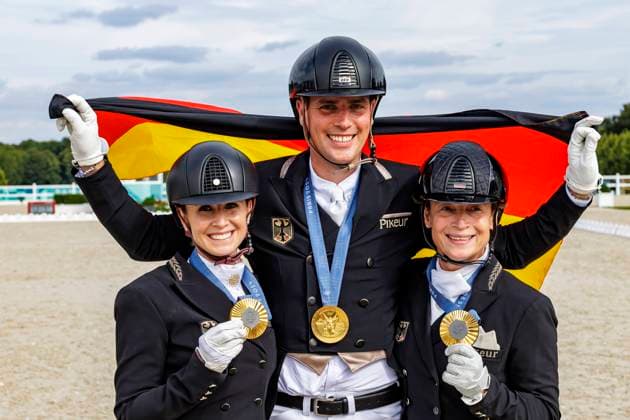 PARIS Olympic Summer Games Olympic Summer Games 2024, PARIS Olympic Summer Games Olympic Summer Games 2024 Team Germany, Team Germany VON BREDOW WERNDL Jessica GER , WANDRES Frederic GER , WERTH Isabell GER Team Final Grand Prix Special Paris, Palace of Versailles, Château de Versailles 03 August 2024