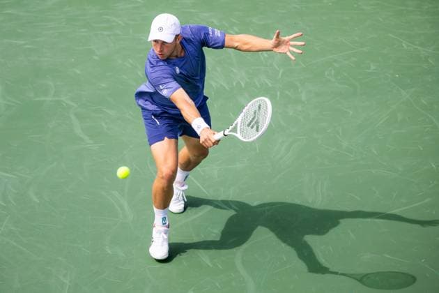 August 6, 2024, Montreal, Quebec, Canada: TALON GRIEKSPOOR from Netherlands returning ball in is first set match against Lorenzo Sonego from Italia in first round at National bank open at IGA Stadium in Montreal, Quebec, Canada on 2024-08-06 Montreal Canada - ZUMAl189 20240806_zsp_l189_002 Copyright: xYannickxLegarex