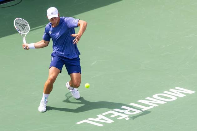 August 6, 2024, Montreal, Quebec, Canada: TALON GRIEKSPOOR from Netherlands returning ball in is first set match against Lorenzo Sonego from Italia in first round at National bank open at IGA Stadium in Montreal, Quebec, Canada on 2024-08-06 Montreal Canada - ZUMAl189 20240806_zsp_l189_007 Copyright: xYannickxLegarex