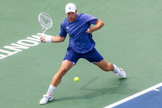 August 6, 2024, Montreal, Quebec, Canada: TALON GRIEKSPOOR from Netherlands returning ball in is first set match against Lorenzo Sonego from Italia in first round at National bank open at IGA Stadium in Montreal, Quebec, Canada on 2024-08-06 Montreal Canada - ZUMAl189 20240806_zsp_l189_020 Copyright: xYannickxLegarex