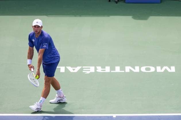 August 6, 2024, Montreal, Quebec, Canada: TALON GRIEKSPOOR from Netherlands serving in is first set match against Lorenzo Sonego from Italia in first round at National bank open at IGA Stadium in Montreal, Quebec, Canada on 2024-08-06in qualification round at National bank open at IGA Stadium in Montreal, Quebec, Canada on 2024-08-06 Montreal Canada - ZUMAl189 20240806_zsp_l189_021 Copyright: xYannickxLegarex