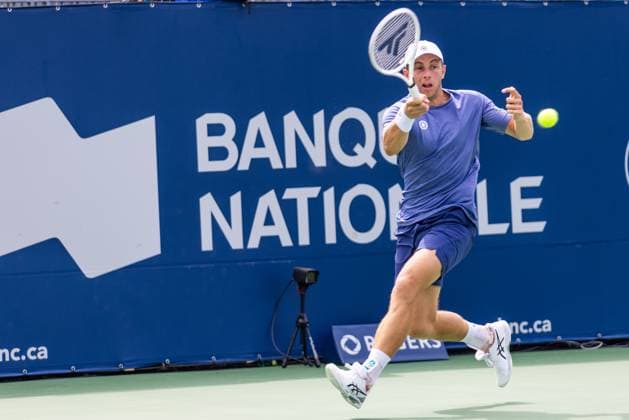 August 6, 2024, Montreal, Quebec, Canada: TALON GRIEKSPOOR from Netherlands returning ball in second set against Lorenzo Sonego from Italia in first round at National bank open at IGA Stadium in Montreal, Quebec, Canada on 2024-08-06 Montreal Canada - ZUMAl189 20240806_zsp_l189_024 Copyright: xYannickxLegarex