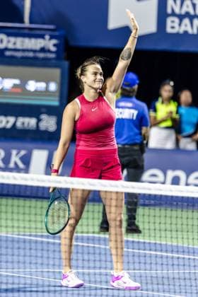 August 9, 2024, Toronto, Ontario, Canada: ARYNA SABALENKA of Belarus is seen during WomenÃ¢â‚¬â ¢s Singles Round 3 action at the 2024 National Bank Open at Sobeys Stadium in Toronto, Ontario. Toronto Canada - ZUMAt160 20240809_zip_t160_004 Copyright: xMathewxTsangx