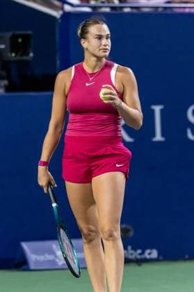 August 9, 2024, Toronto, Ontario, Canada: ARYNA SABALENKA of Belarus is seen in action against KATIE BOULTER of The United Kingdom during WomenÃ¢â‚¬â ¢s Singles Round 3 action at the 2024 National Bank Open at Sobeys Stadium in Toronto, Ontario. Toronto Canada - ZUMAt160 20240809_zip_t160_032 Copyright: xMathewxTsangx