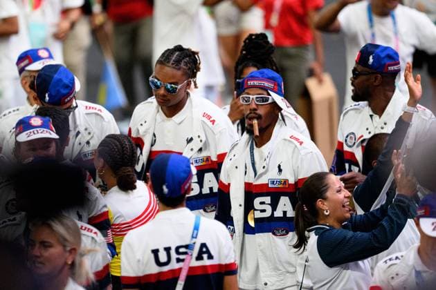 240811 Athletes of USA during the Closing Ceremony of the Paris 2024 Olympic Games on August 11, 2024 in Paris Photo Maxim Thore BILDBYRAN kod MT JM0605 bbeng olympic games olympics os ol olympiska spelen olympiske leker paris 2024 paris os paris ol closing ceremony avslutningsceremoni  Copyright: MAXIMxTHORE BB240811MT033