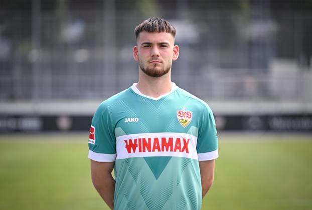 FOOTBALL 1 BUNDESLIGA 13 08 2024 Portraettermin 2024 2025 at VfB Stuttgart on the training ground Goalkeeper Dennis Seimen VfB Stuttgart