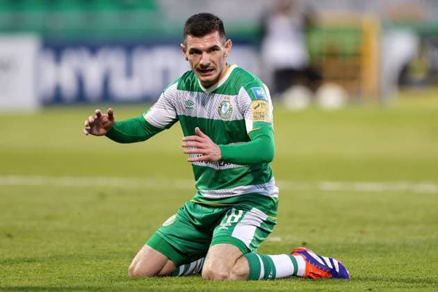 UEFA Europa League Third Qualifying Round Second Leg, Tallaght Stadium, Dublin 15 8 2024 Shamrock Rovers vs Celje Shamrock Rovers Trevor Clarke reacts to a missed chance Trevor Clarke reacts to a missed chance 15 8 2024  Copyright: x INPHO LaszloxGeczox LG_001882