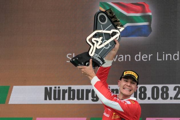 Sheldon van der Linde RSA , Schubert Motorsport BMW M4 celebrates victory in the DTM race at the Nürburgring Copyright Thomas Pakusch