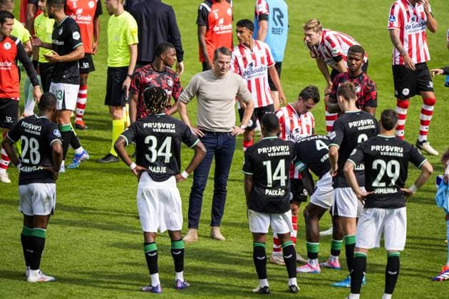 Eredivisie: Sparta Rotterdam v Feyenoord Rotterdam - Feyenoord coach Brian Priske during the third match of the Eredivisie season 2024 2025. The match is set between Sparta Rotterdam and Feyenoord at Het Kasteel on 25 August 2024 in Rotterdam, The Netherlands. Copyright: xTomxBodex
