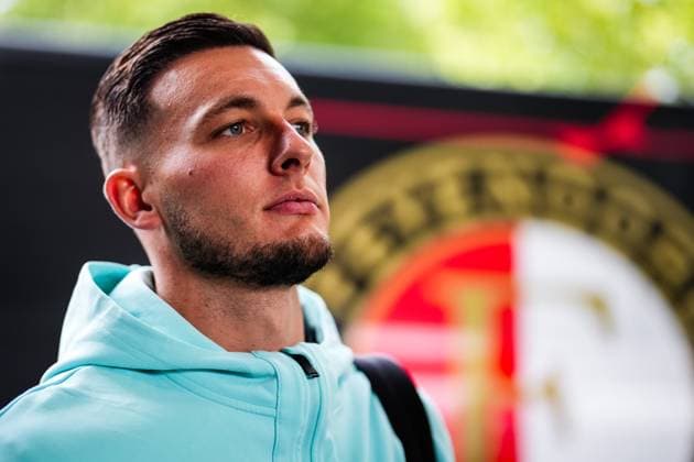 Eredivisie: Sparta Rotterdam v Feyenoord Rotterdam - Goalkeeper Justin Bijlow of Feyenoord during the third match of the Eredivisie season 2024 2025. The match is set between Sparta Rotterdam and Feyenoord at Het Kasteel on 25 August 2024 in Rotterdam, The Netherlands. Copyright: xYannickxVerhoevenx